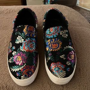 Brash Floral Brocade Slip On Sneakers